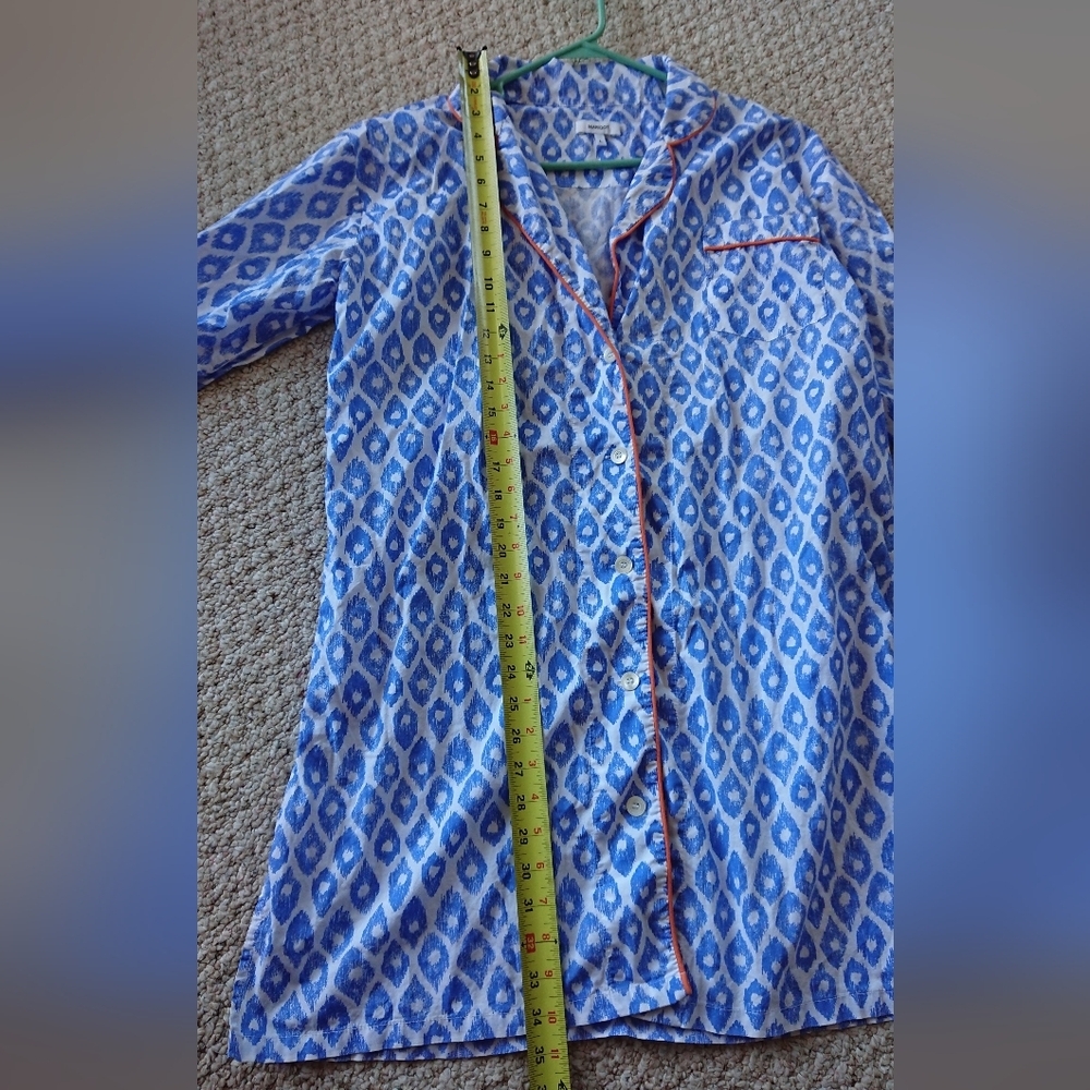 Marigot the Blue and white Patterned classic Pajama nightshirt size L - Picture 15 of 15